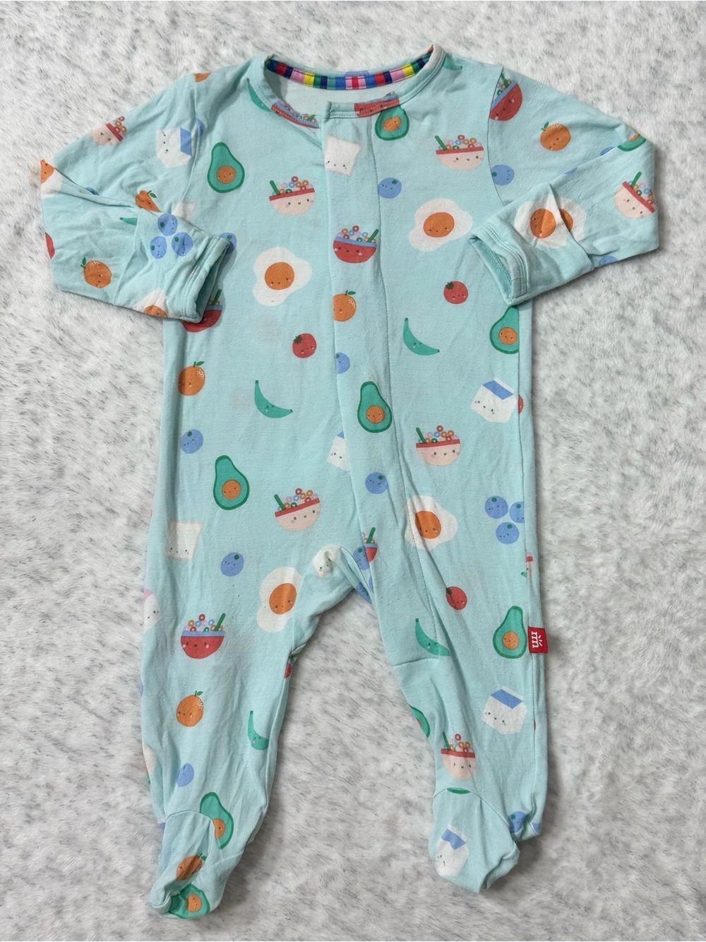 Magnetic Me Breakfast Food Footie Sleeper 0-3M Baby Modal Aqua Mint Neutral